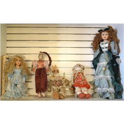 Shelf Lot, 5- Misc. Collectible Dolls