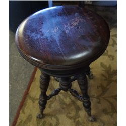 Vintage piano stool, adjustable.