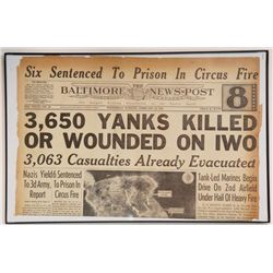 "3,650 Yanks Killed or Wounded on Iwo" Baltimore News