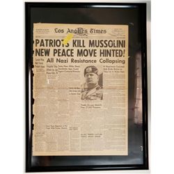 "Patriots Kill Mussolini" Los Angeles Times Newspaper