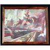 Image 1 : Framed Orig Print WWII Uncle Sam Standing Over Railroad