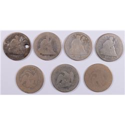 LOT OF ( 7 )  LOWER GRADE SEATED QUARTERS