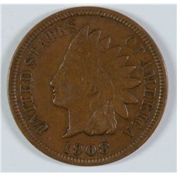 1908-S INDIAN HEAD CENT, XF  KEY DATE!
