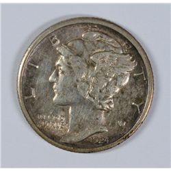 1924-S MERCURY DIME, AU-55