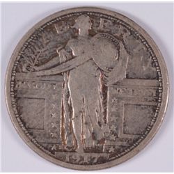 1917-S TYPE 1 STANDING LIBERTY QUARTER, NICE VF