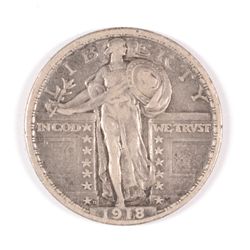 1918-D STANDING LIBERTY QUARTER, XF ORIGINAL