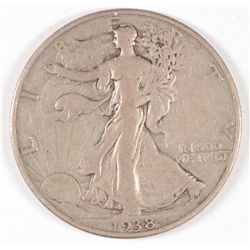 1938-D WALKING LIBERTY HALF DOLLAR VF,