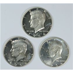 ( 3 ) PIECES 1964 GEM PROOF KENNEDY HALF DOLLARS
