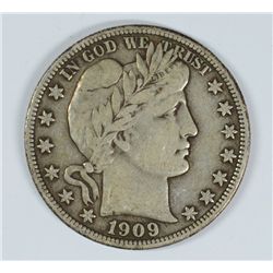 1909 BARBER HALF DOLLAR, VF