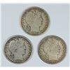 Image 1 : LOT OF ( 3 ) BARBER HALF DOLLARS, 1906-D, 1912-D, AND 1914-S