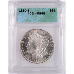1880-S MORGAN SILVER DOLLAR, ICG MS-65