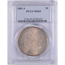 1882-S MORGAN SILVER DOLLAR, PCGS MS-65  NICE TONE