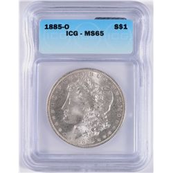 1885-O MORGAN SILVER DOLLAR, ICG MS-65