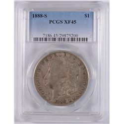 1888-S MORGAN SILVER DOLLAR, PCGS XF-AU 45