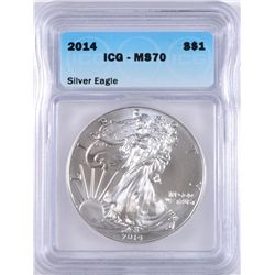 2014 AMERICAN SILVER EAGLE, ICG MS-70!   PREFECT!