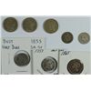 Image 1 : TYPE COIN LOT: 2-1865 3c, 1867-3c, 1868 3c, 1853 HALF DIME & 3c SILVER, 1851-O