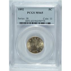 1892 LIBERTY NICKEL PCGS MS-65