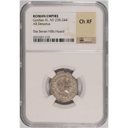 ROMAN EMPIRE ANCIENT SILVER DENARIUS, GORDIAN III A.D. 238-244, NGC CH XF  RARE!