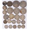 Image 2 : LOT OF ( 23 ) FOREIGN SILVER COINS, MANY OLD DATES!  COINS WEIGH APPROX.  105g