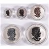 Image 1 : 2004 CANADIAN SILVER MAPLE LEAF ( 5 ) PIECE SET ORIGINAL BOX AND COA,