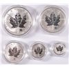 Image 2 : 2004 CANADIAN SILVER MAPLE LEAF ( 5 ) PIECE SET ORIGINAL BOX AND COA,