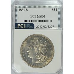 1884-S MORGAN SILVER DOLLAR, PCI MS-60  RARE!!