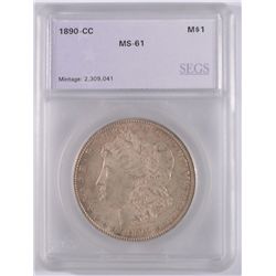 1890-CC MORGAN SILVER DOLLAR,  SEGS MS-61  KEY COIN!