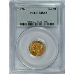 1926 $2.50 GOLD INDIAN HEAD, PCGS MS63