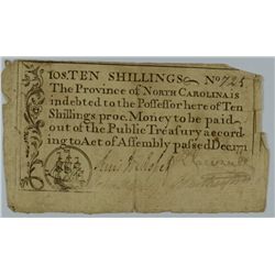 1771 TEN SHILLINGS PROVINCE OF NORTH CAROLINA