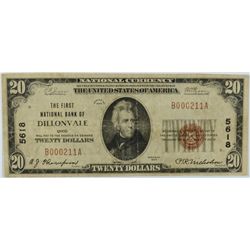 1929 $20 NATIONAL DILLONVALE, OH #5618