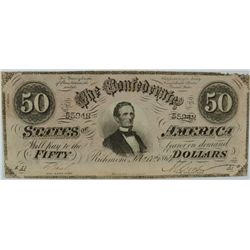 1864 $50 CONFEDERATE STATES OF AMERICA