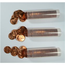 LOT OF ( 3 ) ORIGINAL GEM BU ROLLS ( 150 ) COINS OF  1950-D LINCOLN CENTS