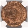Image 3 : 1864 LARGE MOTTO TWO CENT PIECE, NGC MS64RB, LOTS OF RED!