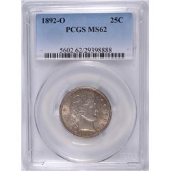 1892-O BARBER QUARTER, PCGS MS-62 NICE!