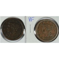 LOT of (2) 1853 LARGE CENTS VG