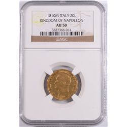 1810-M ITALY 20L GOLD KINGDOM of NAPOLEON, NGC AU-50