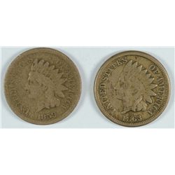 2- INDIAN HEAD CENTS, 1859 & 1863 VG