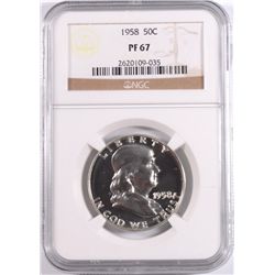 1958 FRANKLIN HALF DOLLAR, NGC PR 67