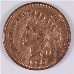 1865 INDIAN HEAD CENT, CH BU RED