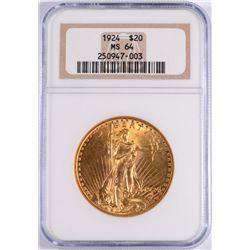 1924 $20.00 GOLD St. GAUDENS, NGC MS64