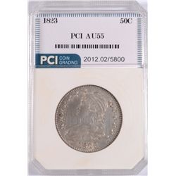 1823 BUST HALF DOLLAR, PCI AU-55  WHITE!