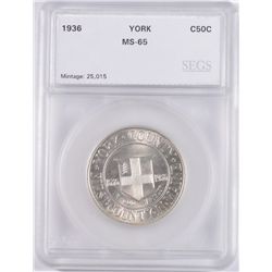1936 YORK SILVER COMMEMORATIVE SEGS MS65