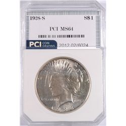 1928-S PEACE SILVER DOLLAR, PCI MS-64!  SUPER!