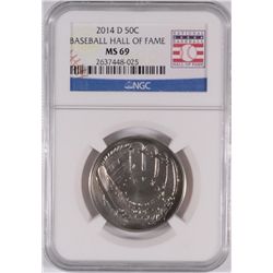 2014 U.S. MINT BASEBALL HALL OF FAME COMMEM. HALF DOLLAR, NGC MS-69!