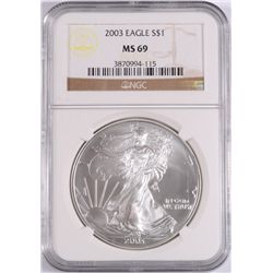2003 AMERICAN SILVER EAGLE, NGC MS-69 NICE!