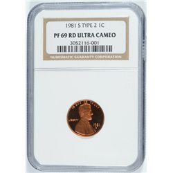 1981-S TYPE 2 LINCOLN CENT NGC PF-69 RD UC