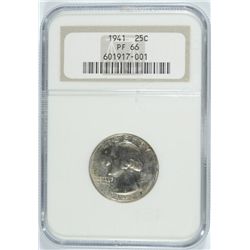 1941 PROOF WASHINGTON QUARTER NGC PF-66