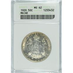 1920 MAINE COMMEN HALF DOLLAR ANACS MS-62