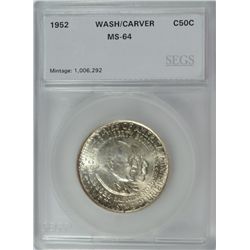 1952 WASHINGTON/CARVER COMMEN HALF DOLLAR SEGS MS-64