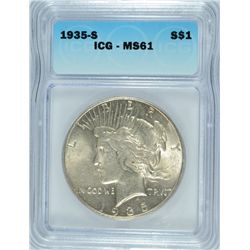 1935-S PEACE DOLLAR ICG MS-61